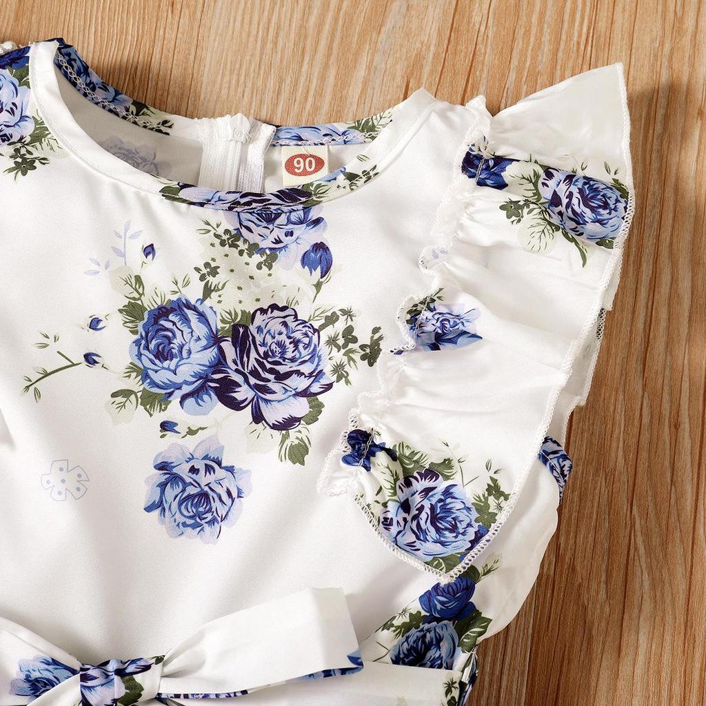 Floral Ruffle Sleeveless Baby Girl Romper Jumpsuit