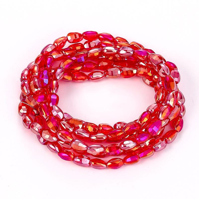 10 Colors 6x8mm Faceted Glass Beads Loose Craft Spacer Beads for DIY Jewelry Bracelet Necklace Earring Keychain Making Crafts
