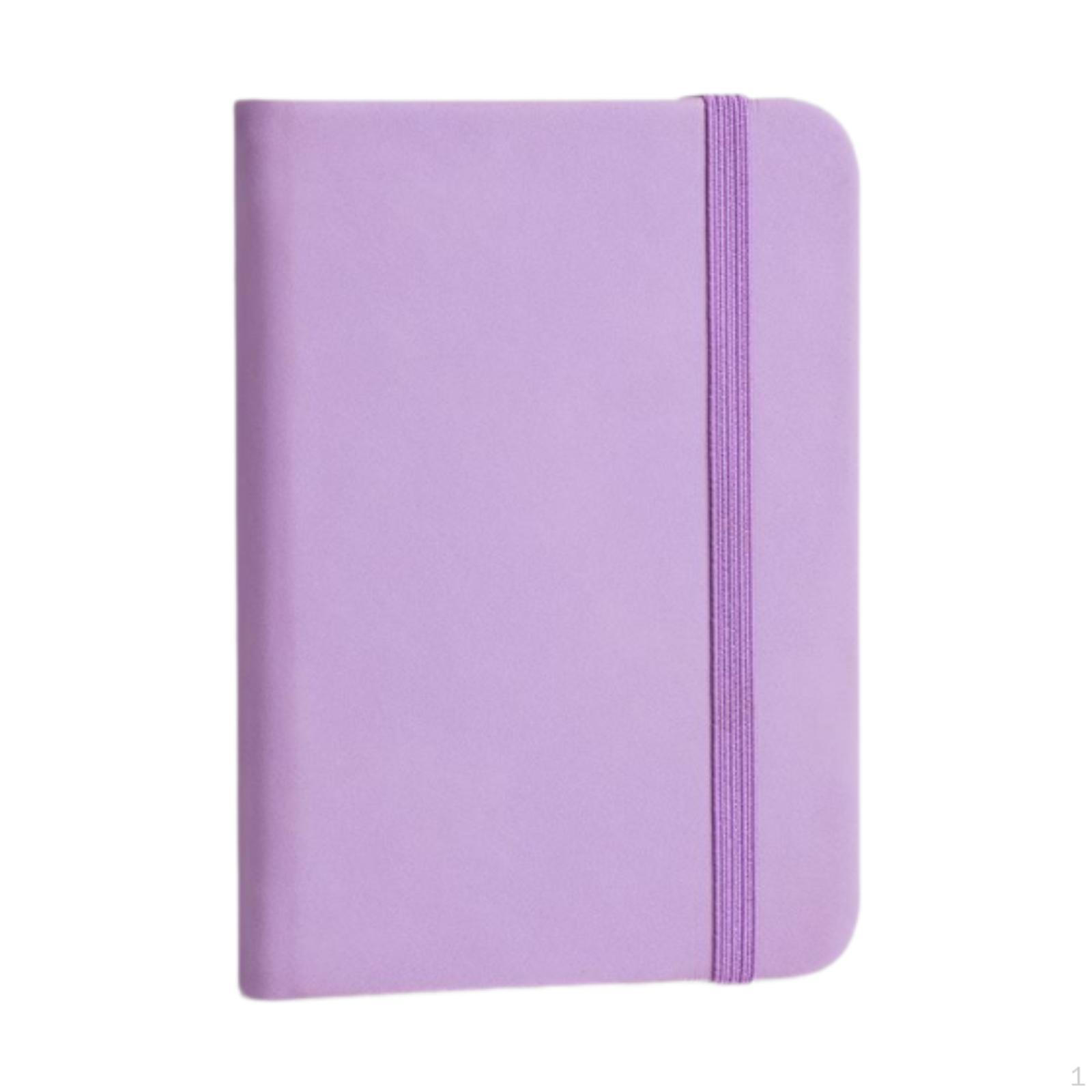 

Карманный блокнот A7 Note 100 листов с эластичным ремешком, портативный блокнот с подкладкой из искусственной кожи фиолетовый