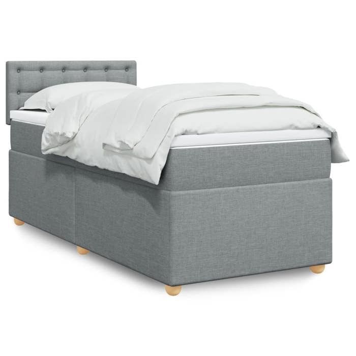 Maison Exclusive - Sommier à lattes de lit et matelas Gris clair 90x190 cm Tissu