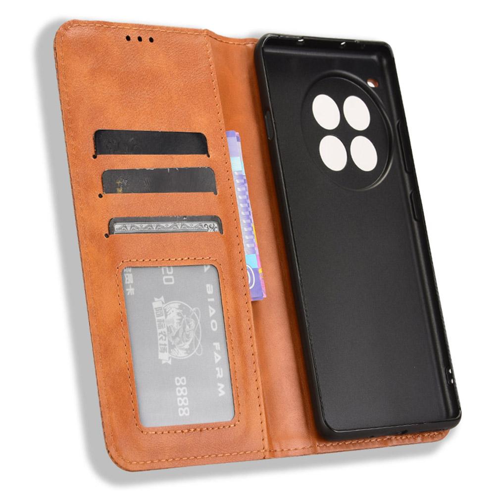 For OnePlus Ace 3 Pro 5G Wallet Case Anti-Drop Retro PU Leather Phone Cover