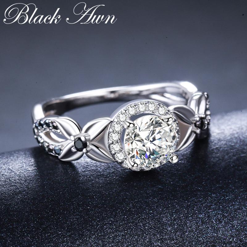 

BLACK AWN Экзотическое романтическое кольцо Роскошные ювелирные изделия Черное кольцо для женщин 6