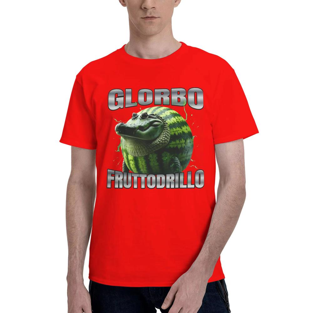 Glorbo Fruttodrillo Funny Italian Brainrot Meme Men T Shirt Hip Hop TShirts ShortSleeve Tops Summer Cotton Plus Size Top Tees