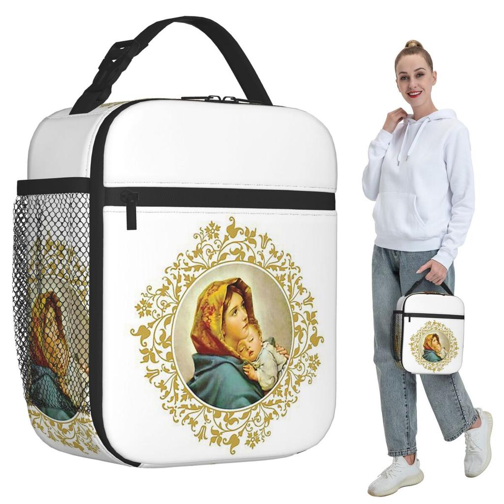 Virgin Mary With Jesus Child Insulated Lunch Bag for Women Office Cooler Thermal Food Box Tote Portable Lunch Boxes Container