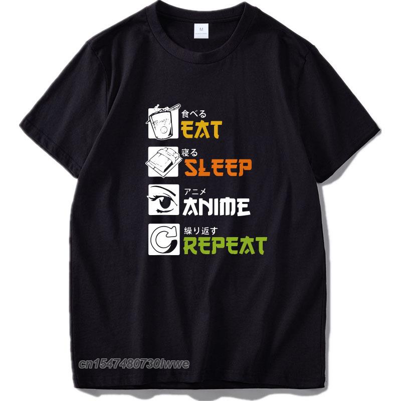 Eat Sleep Anime Repeat Shirt Funny Japanese Unisexga Gift Tee Tshirt Cotton Standard Size European Clothes Digital
