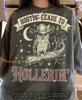 Hootin Leads To Hollerin Cowboy Owl Western Country Bird Comfort Colors® Tshirt, Night Sky Stars Retro Animal Design Tees,