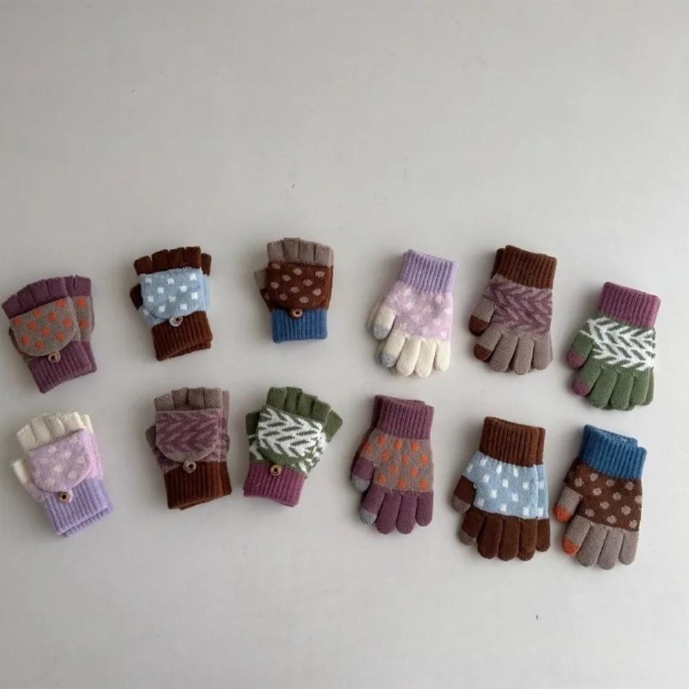 3-8Y Baby Gloves Cold Resistant Half Finger Gloves New Children's Winter Gloves Boys Girls
