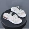 Two women wearing sandals in the summer of 2025, the new sports mid-heel wedge heel muffin thick-soled Roman pregnant women's flat-soled women's shoes