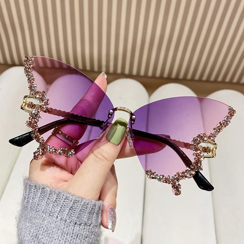 Protective Glasses New Y2K Style Women Fashion Sunglasses Oversize Butterfly Shape Diamond Edge Design Sun Glasses Party Glasses