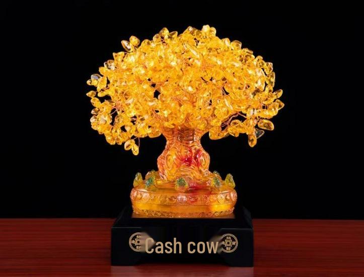 Citrine Money Tree Figurine: Attracts Wealth & Fortune, Perfect for Wine Cabinet or Living Room Entrance Decor.