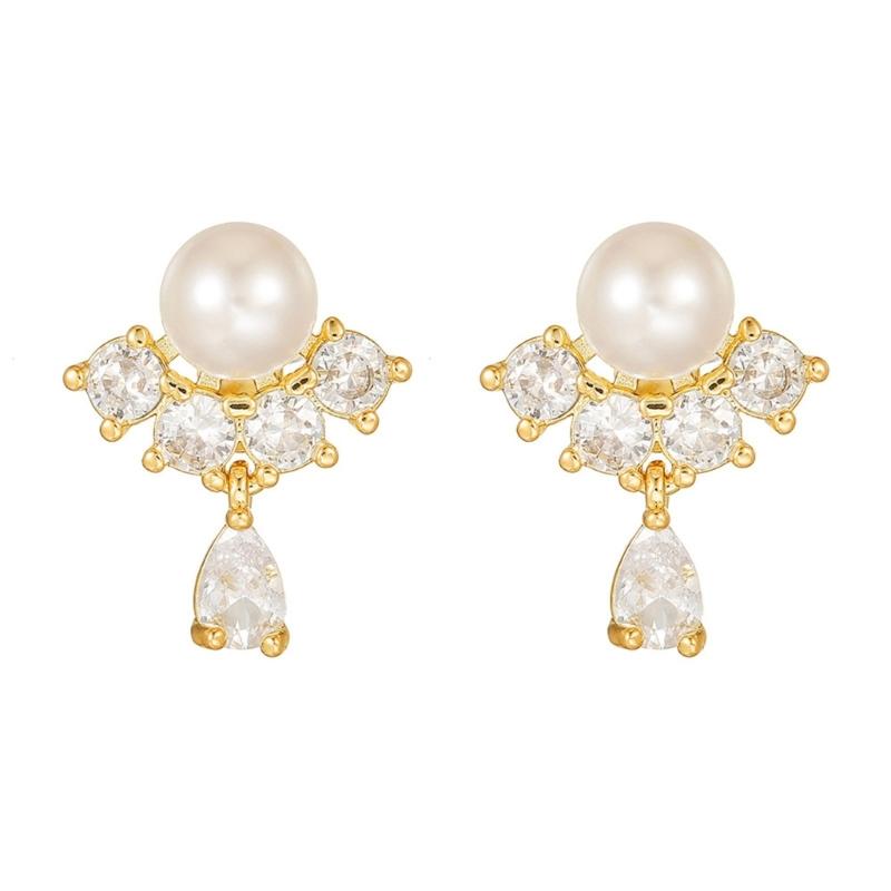 Elegant Pearls Waterdrops Shaped Ear Clip Attachment For FreeClip 1 2 Earbuds Enhancer Coppers Zircons Embellishment