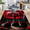 1pc Black Cats, Gothic Roses Carpet Anti Slip Polyester Floor Mat for office.Bedroom