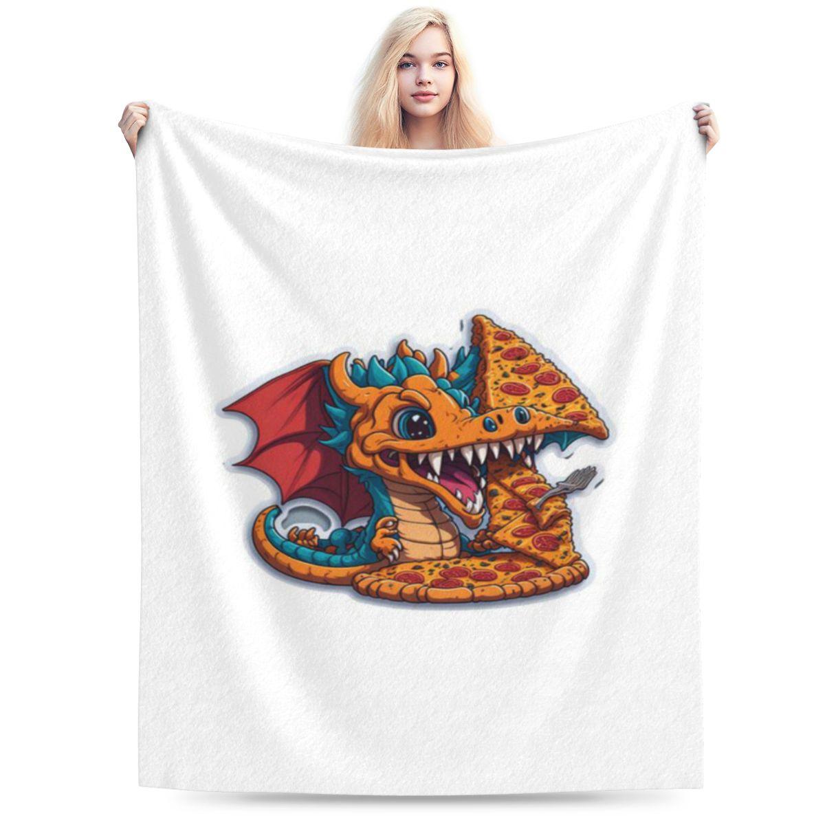 

Little Dragon Eating Pizza Personalized Comfortable Gift An UltraSoft Micro Fleece Blanket 75x100cm 30x40in