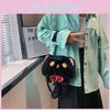 Cute Plush Cat Shoulder Bag Adorable Black And White Stuffed Toy Handbag For Girls