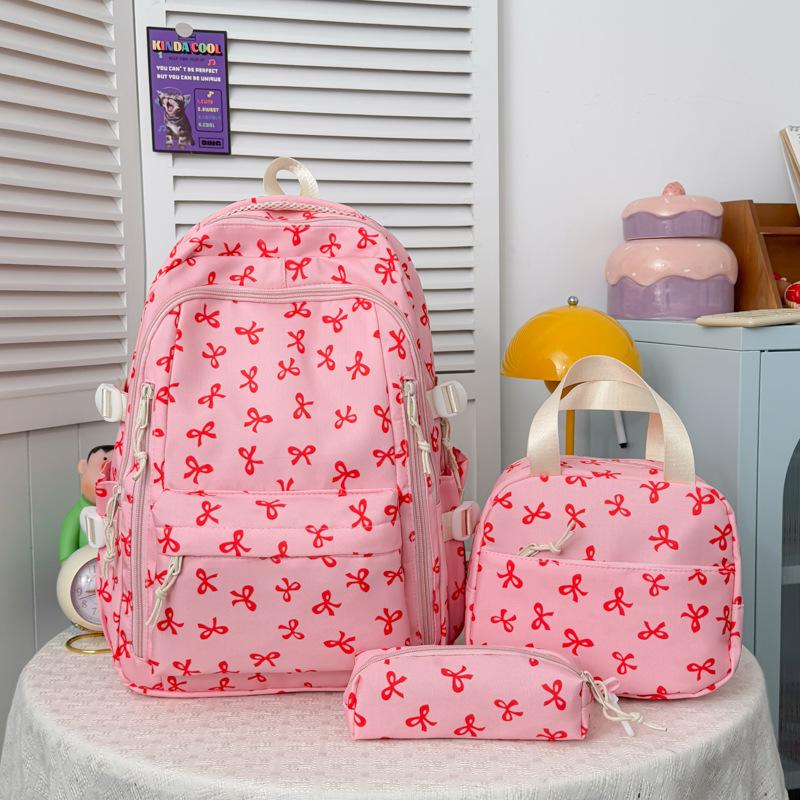 Set Zaino Floreale con Fiocco a 3 Pezzi, Zaino Grande Leggero Impermeabile per Studenti