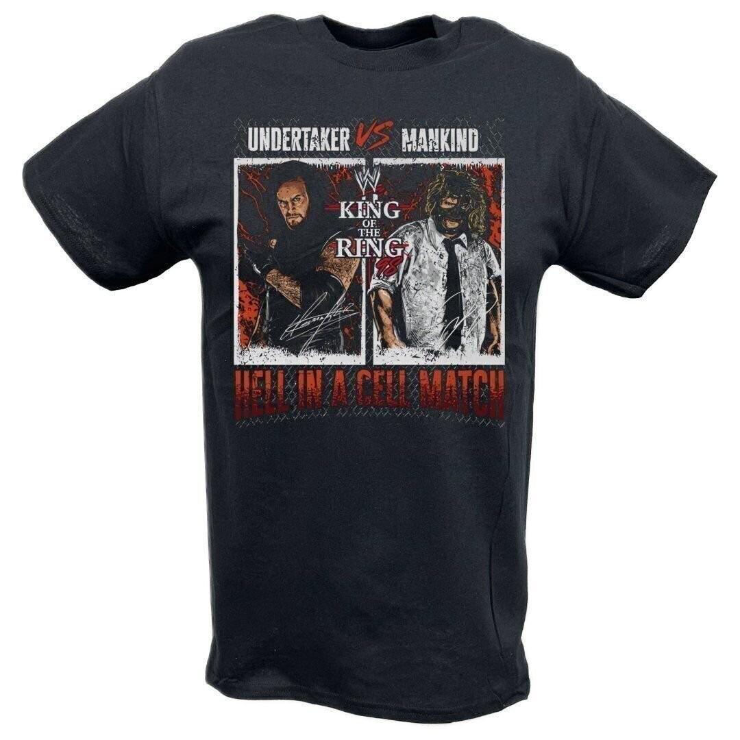 Undertaker vs Mankind Hell In A Cell King Of The Ring Black 100% Cotton T-shirt Mens Tees Top 3XL