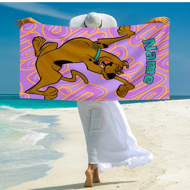 Custom Name Ultra-Soft Beach Towel with Scooby-Doo Theme,Ideal for Pool - Camping, Diving - Perfect Travel Essential, Vibrant Beach Towel.