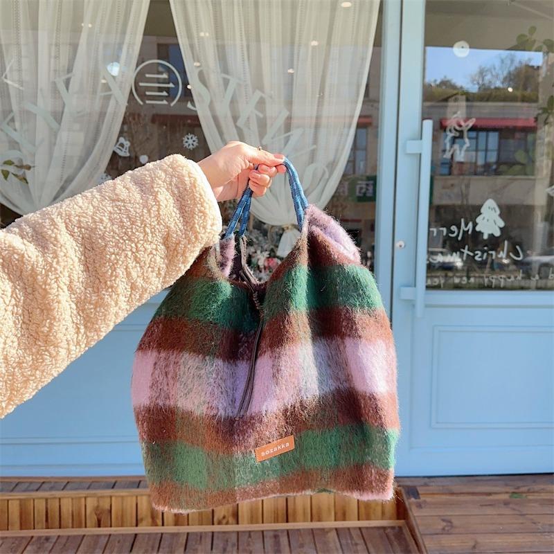 

1 винтажная шерстяная сумка в цветовой гамме Maillard, модная женская сумка через плечо, повседневная регулируемая портативная сумка-мессенджер