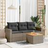 VidaXL Garden Lounge Set 4 Pcs with Grey Cushions Wicker 3223995