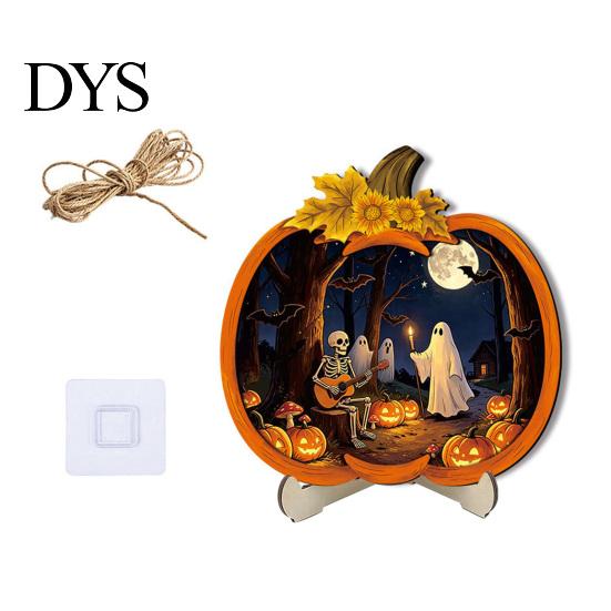 Durable Halloween Decorations Door Sign, Glowing Ghost Hanging Decor, Wooden LED Window Cool Patterned Ornaments Ornament for Party, Spooky