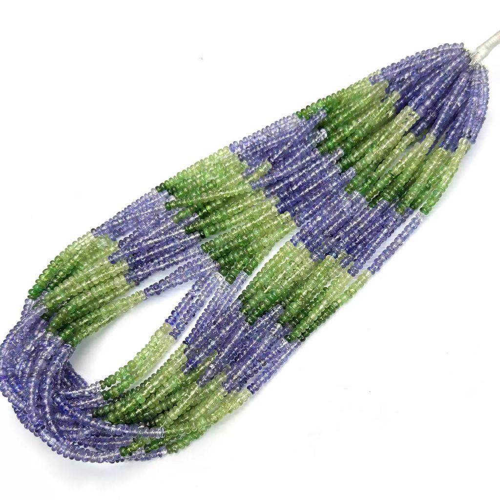 Tanzanite & Tsavorite Beaded Necklace DIY Gemstone Bracelet Clavicle Chain Loose Beads