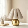 Brass Gold Table Lamp Walnut Wood Grain Night Light Shelves Ambient Night Light  Living Room Decor