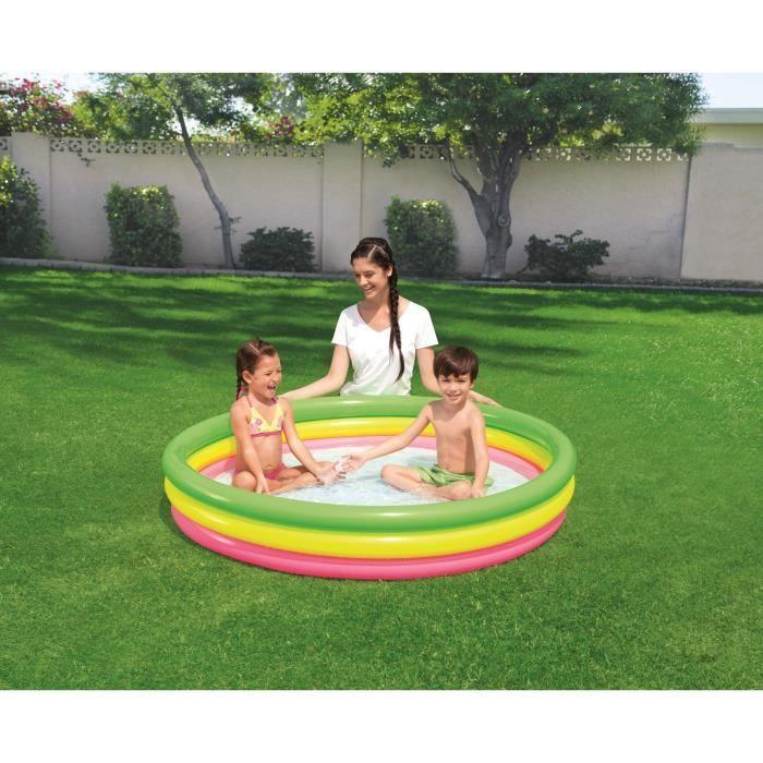 Rainbow Pool with 3 Rings - BESTWAY - Diameter 152 Cm - PVC - For Children