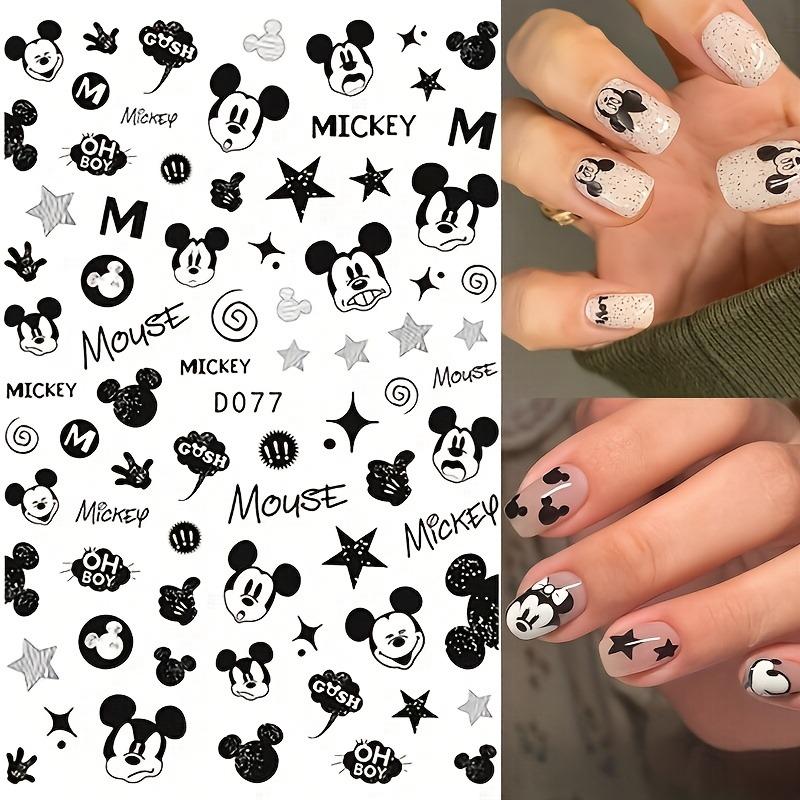 3pcs Disney Cartoon Adhesive Nail Stickers Nail Decorative Decals Nail Sliders Stitch Mickey 3D Stickers Press on Nails