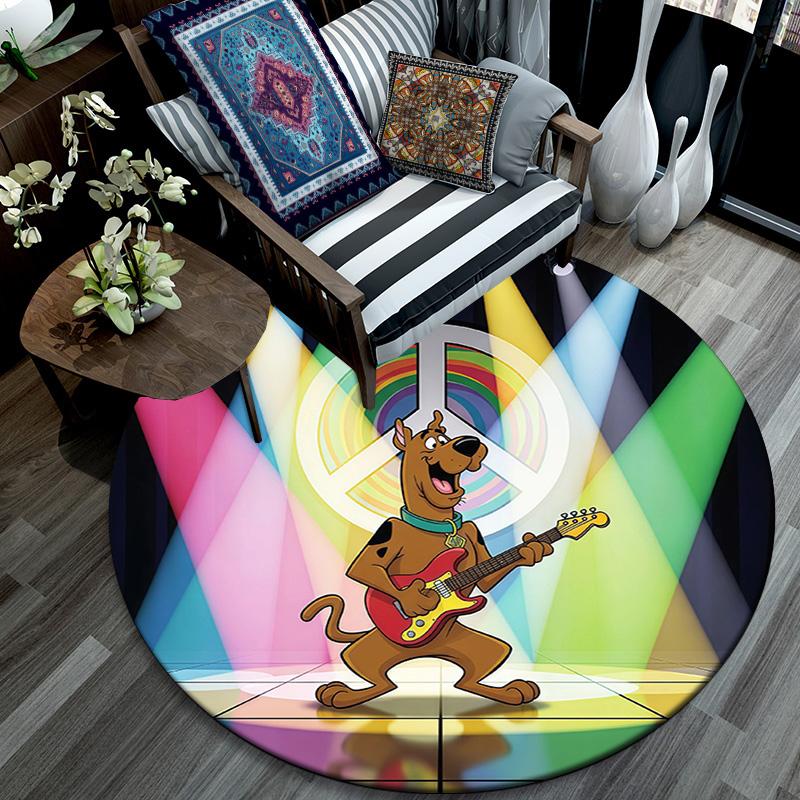 Scooby Round Area Rug,Carpet Rug for Living Room Bedroom Sofa Playroom Decor,Non-slip Floor Mat