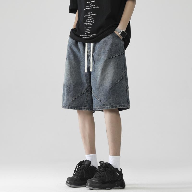 Men's Straight Denim Shorts, Men's Summer Pants, Retro Loose Casual Jeans Pant