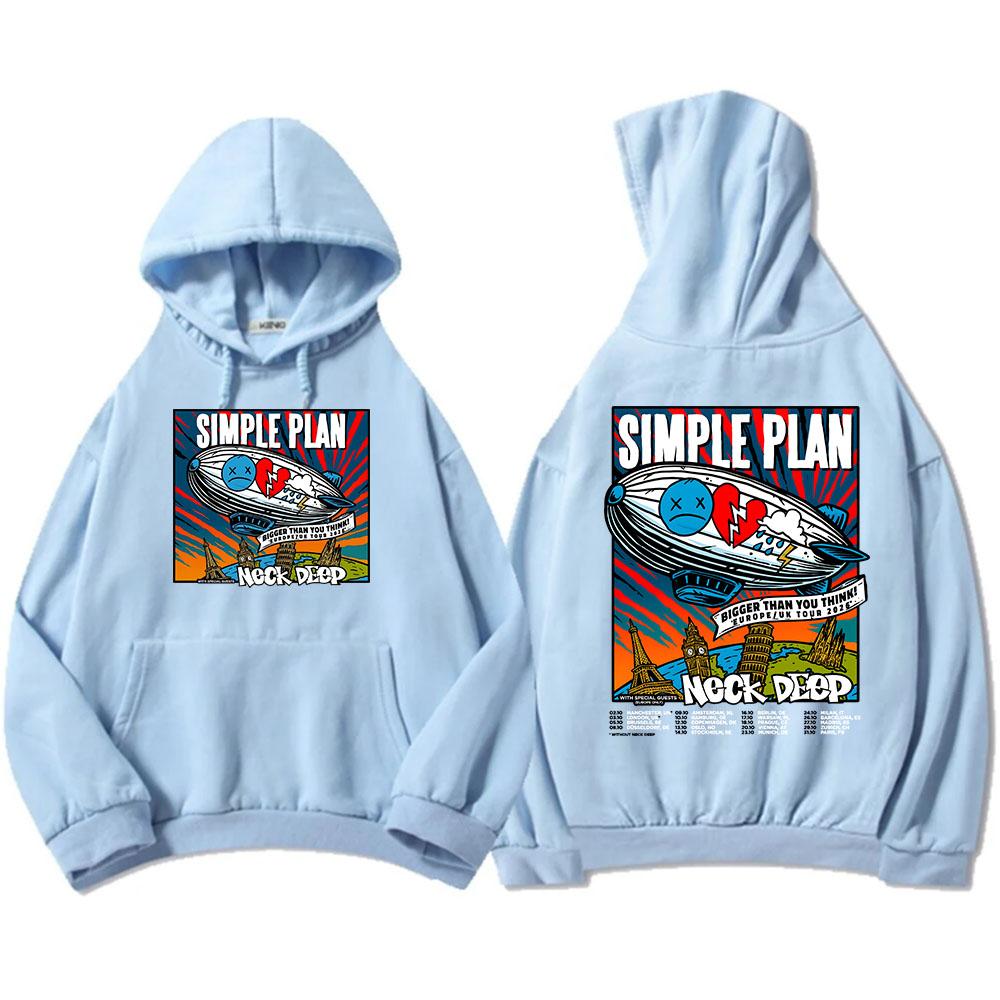 Simple Plan Bigger Than You Think! Tour 2026 Hoodies Fleece Loose Male Hooded Sweatshirt Unisex Streetwear Heavy Mental Sudadera