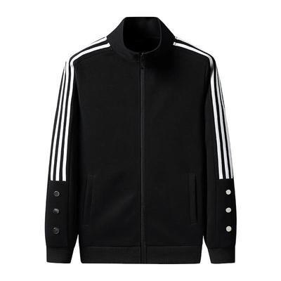 Casaco Cardigan, Moletom com zíper, Gola alta masculina e feminina, Jaqueta esportiva e de lazer solta com três barras