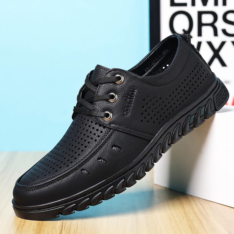 

Men S PU Leather Shoes Breathable Hollow Casual Sandals JZ-621-28 38 чорний