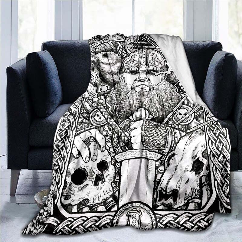 The Vikings Ancient Scandinavian Norse Runes Axes 3D Soft Throw Blanket  Lightweight Flannel Blanket