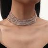 Multi-Layer Shiny Rhinestone Necklace, Simple Multi-Layer Short High-End Clavicle Chain, Exaggerated Personality Chain