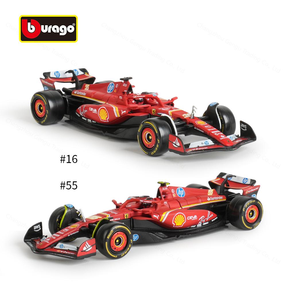 Bburago 1:43 Ferrari SF24 2024 Miami GP F1 Formula Racing Car Static Simulation Diecast Alloy Model Car Acrylic Box