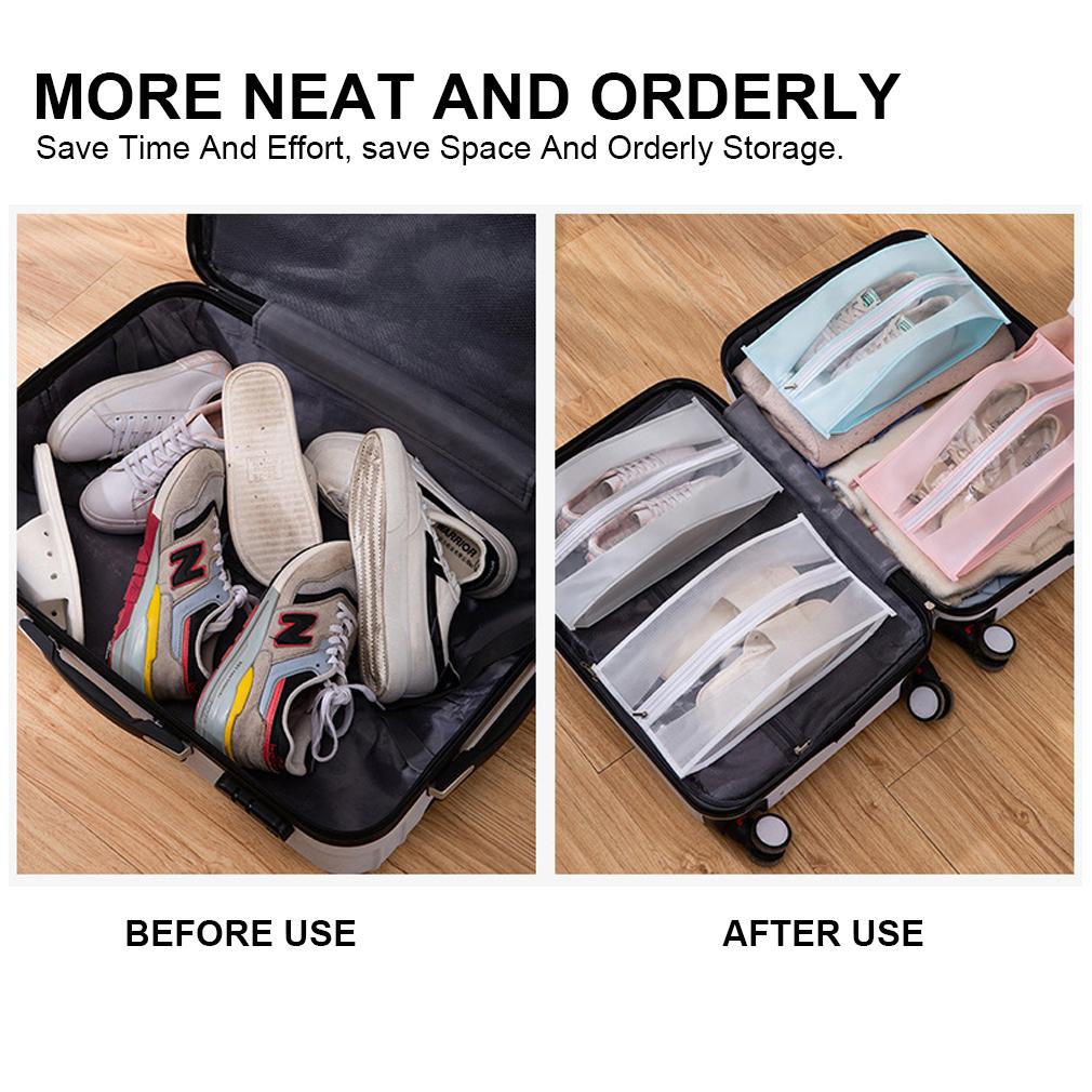 1Pc Portable Waterproof Travel Shoe Bag PVC Storage Bag Pouches Convenient Storage Organizer Shoes Sorting Zipper Dustproof Save Space Tote