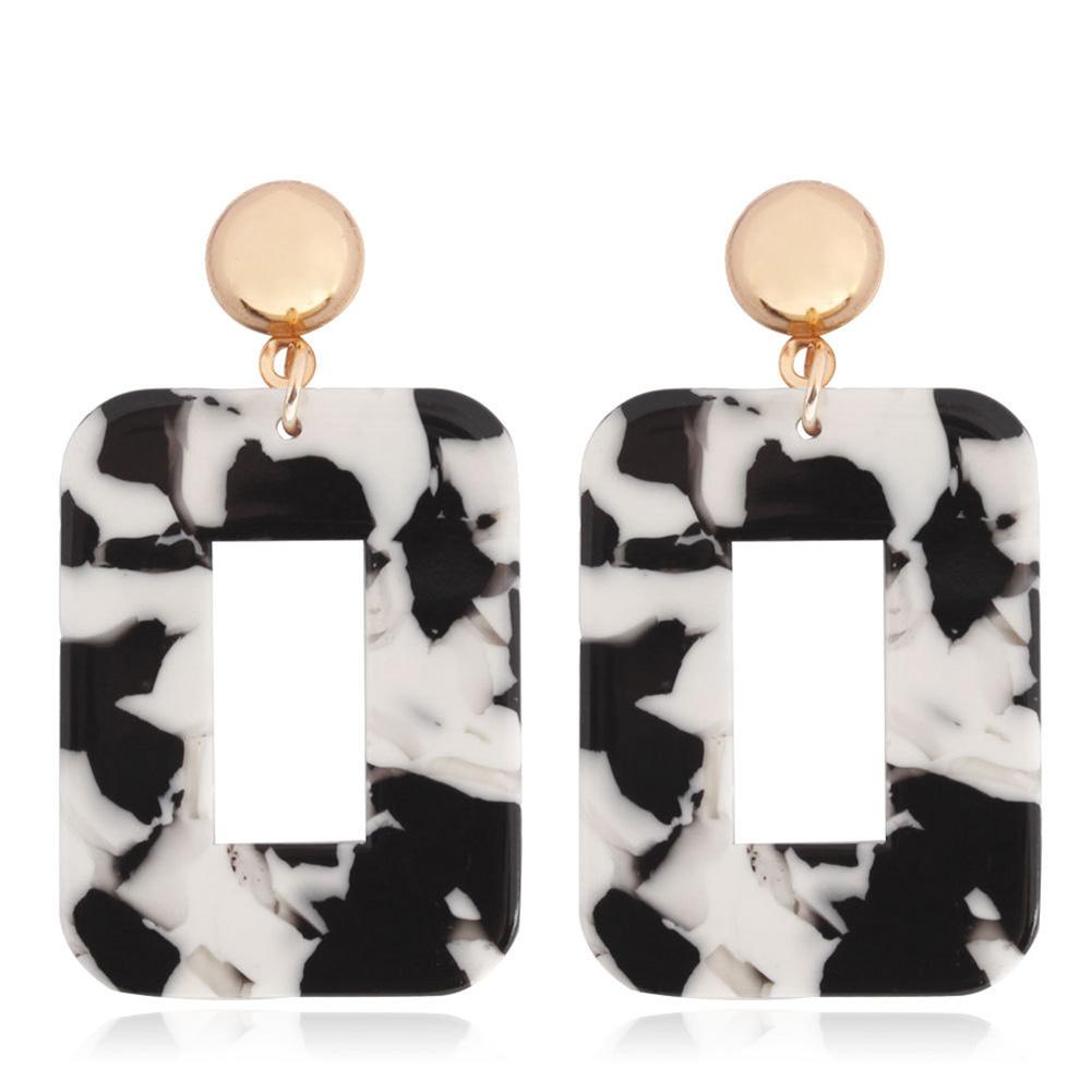 Women Fashion Resin Square Earrings Girl Party Earings Geometric Shape Long Earring