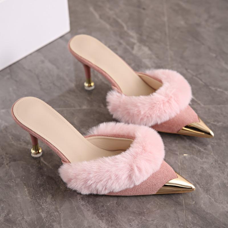 Fashion Women s High Heel Slippers 2026 Fashion Slippers 34 розовый