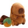 24cm Kawaii Capybara Plush Satchel Fruit Apple Persimmon Peach Poop Decorative Standing Capybara Plush Bag Soft Comfortable Gift