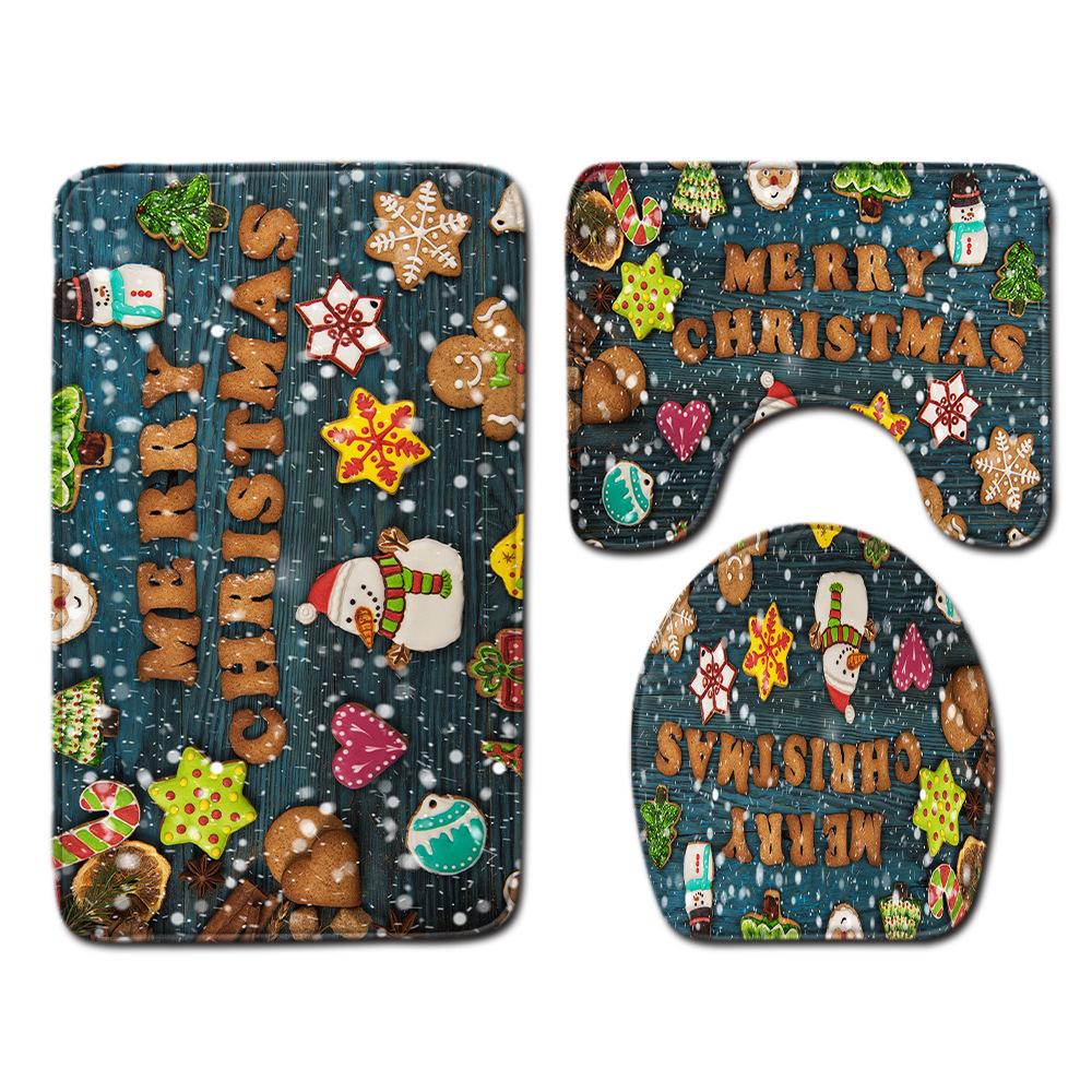 3D Toilet Floor Mat Bathroom Mat Christmas Three-Piece Foot Mat E-Commerce