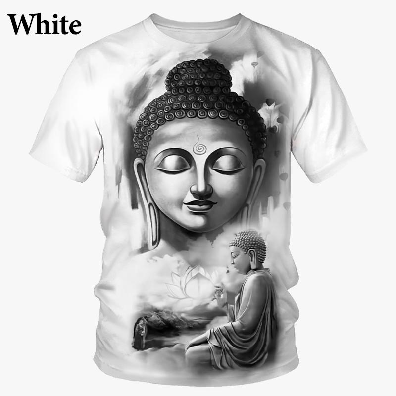 Letní pánské tričko 3D tisk Náboženské tričko s tváří Buddhy Shakya Muni Buddhismus Móda Ležérní Tričko s kulatým výstřihem a krátkým rukávem