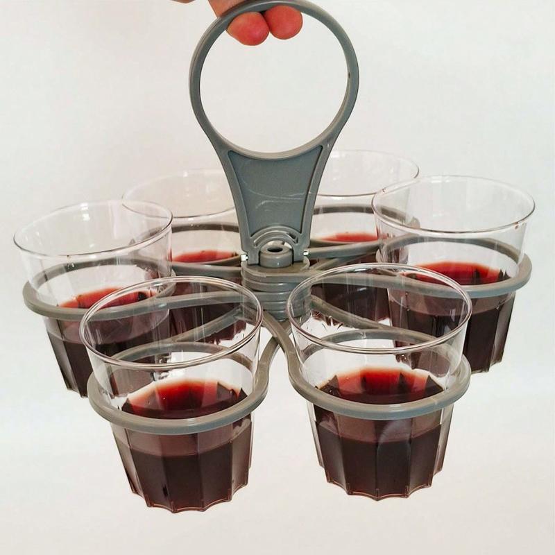 1/2PCS 6-Slot Foldable Drink Caddy Rotatable Cup Organizer Holder Lightweight Sturdy Plastic Beverage Holder Party Accessory