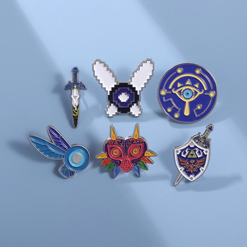 Retro Anime Chic Brooches: Cartoon Shield & Arrow Trendy Badges