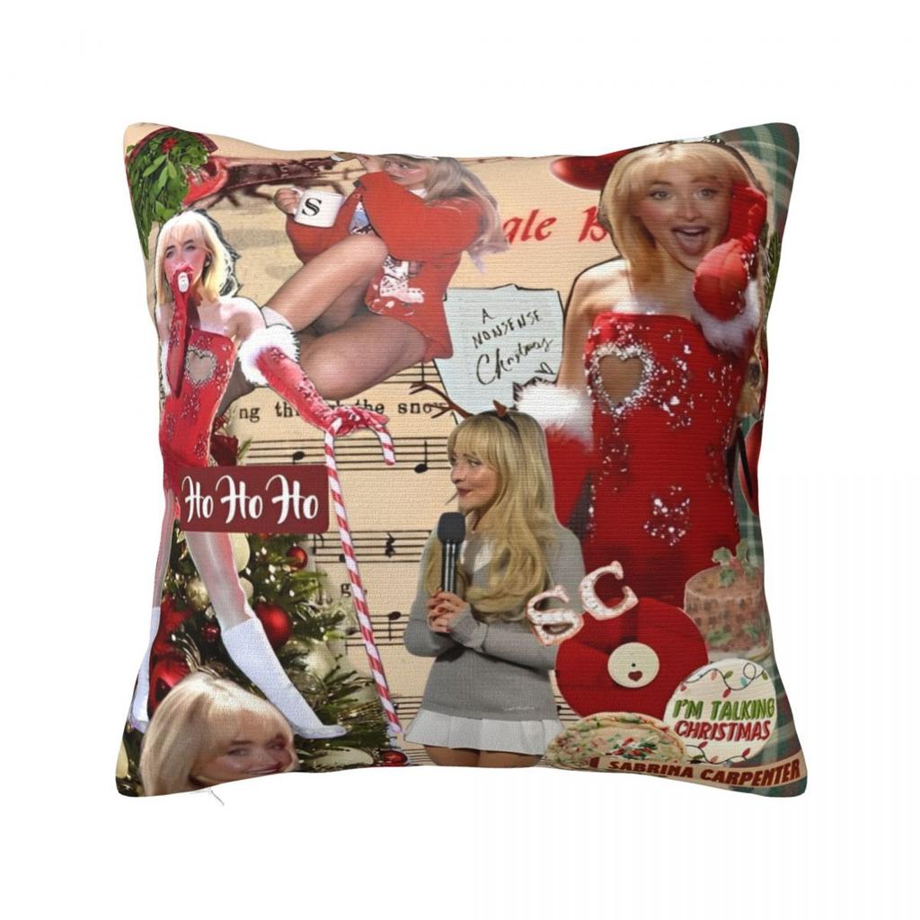 Singer Sabrina Carpenter Square Pillow Cases Pop Music Cushion Cover Vintage Zippered Decor Pillowcase For Home 45*45Cm