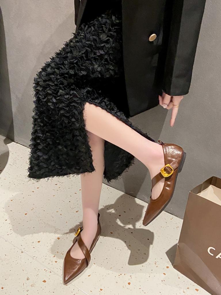 Fashion Flat Shoes for Women Spring Autumn 2025 New Red Pointed Toe French Flat Bottomed Plus Size Women's Shoes 42 43 Ladies Shoes