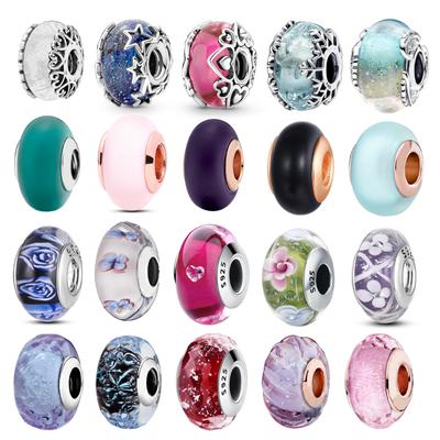 Nuovo Arrivo Nuovo Argento Sterling 925 Colorato Sparkle Stella di Vetro di Murano Pendenti E Ciondoli Misura Per Il Braccialetto Del Braccialetto Fai Da Te Gioielli Delle Donne