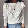 Elegant Blouses Long Sleeve Women Lady Office Work Ruffles Oneck Khaki Shirts Tops White Black Autumn Winter Blusas