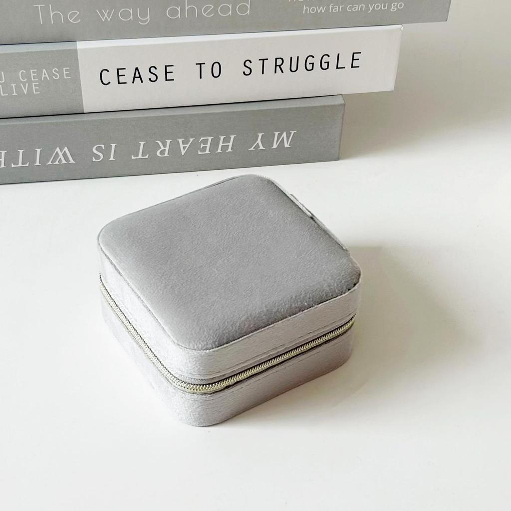 Elegant Flocking Cloth Jewelry Box - Portable Storage for Rings, Necklaces, Earrings with Zipper