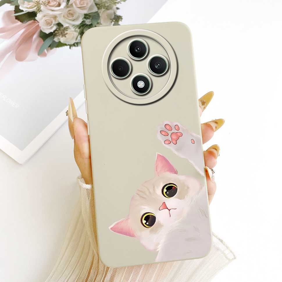 For OPPO Reno 12F 5G Case Clear Cute Cat OPPO Reno12 F Reno12F Reno 12 F 5G CPH2637 Shockproof Soft Phone Cover Full Protector